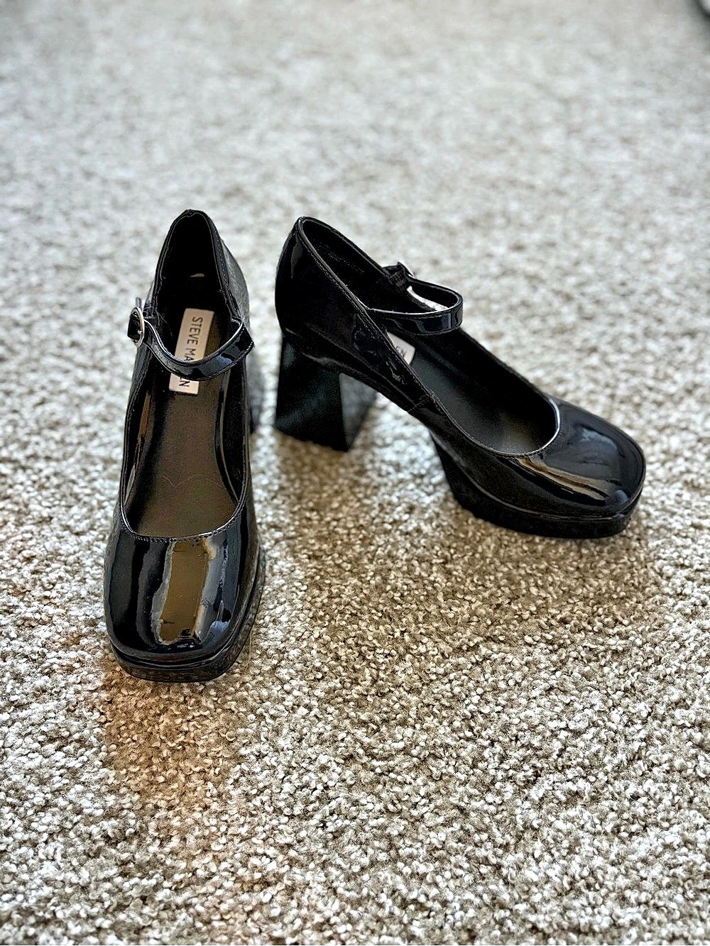 Steve Madden Kylee Mary Jane Platform Pump Black Patent Heels